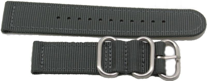 22mm 2 pc grey military style nylon watch strap with heavy duty fittings,minutemanwatches,Minuteman Watch Company,Watch Strap