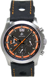 Minuteman Parker Chronograph Watch Black Leather Strap Black/Orange Dial Brushed,minutemanwatches,Minuteman,Wrist Watch