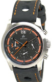 Minuteman Parker Chronograph Watch Black Leather Strap Black/Orange Dial Brushed,minutemanwatches,Minuteman,Wrist Watch